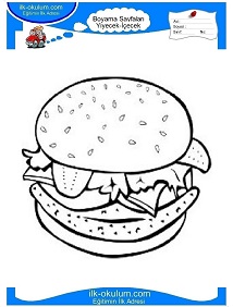 Çocuklar İçin Hamburger Boyama Sayfaları 